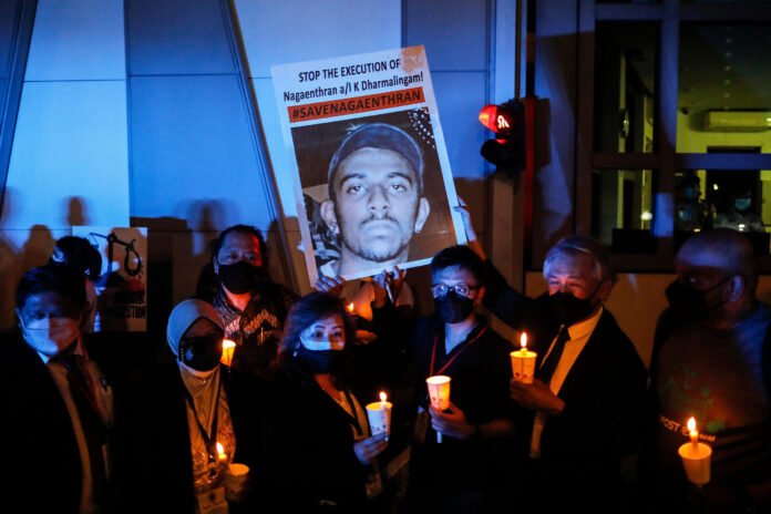Candlelight vigil for Malaysian national Nagaenthran K. Dharmalingam who is scheduled to be executed on 27 April 2022 in Singapore, Kuala Lumpur, Malaysia - 26 Apr 2022