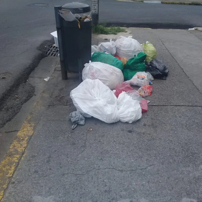 Bolsas de basura depositadas en una acera